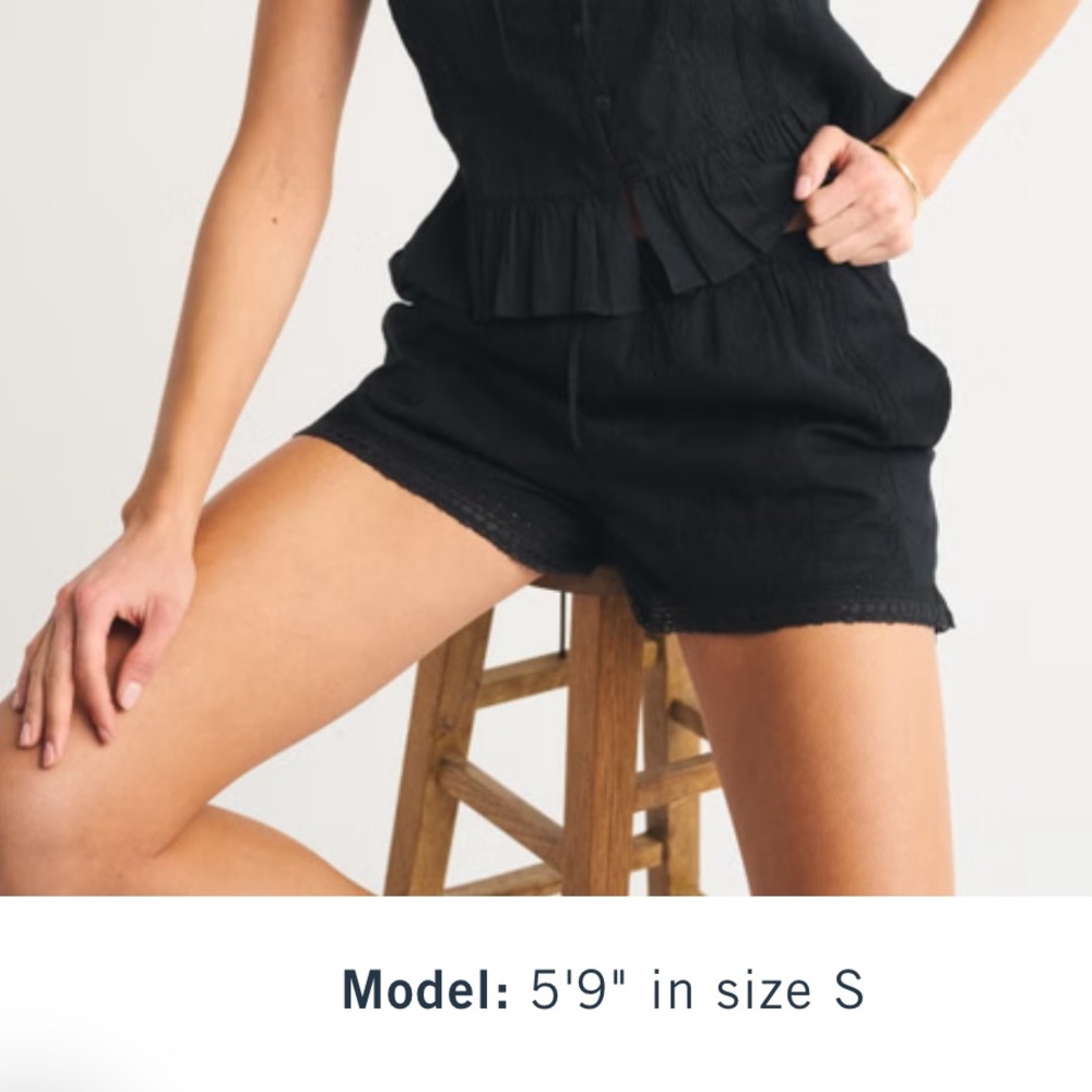 Abercrombie & Fitch Black Cotton Pull On Shorts